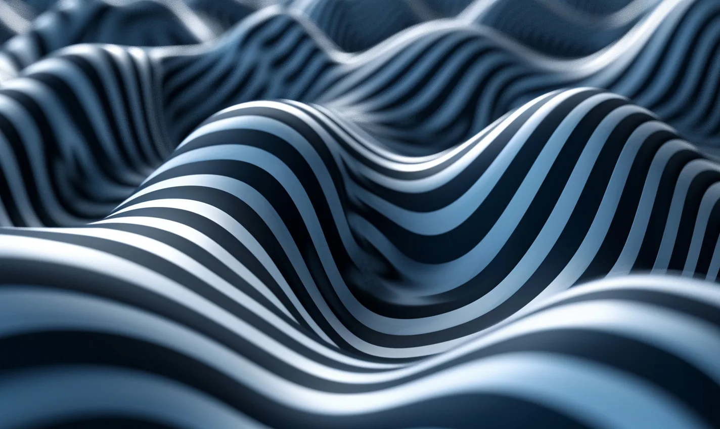 graphic abstract design of flowing lines with black stripes