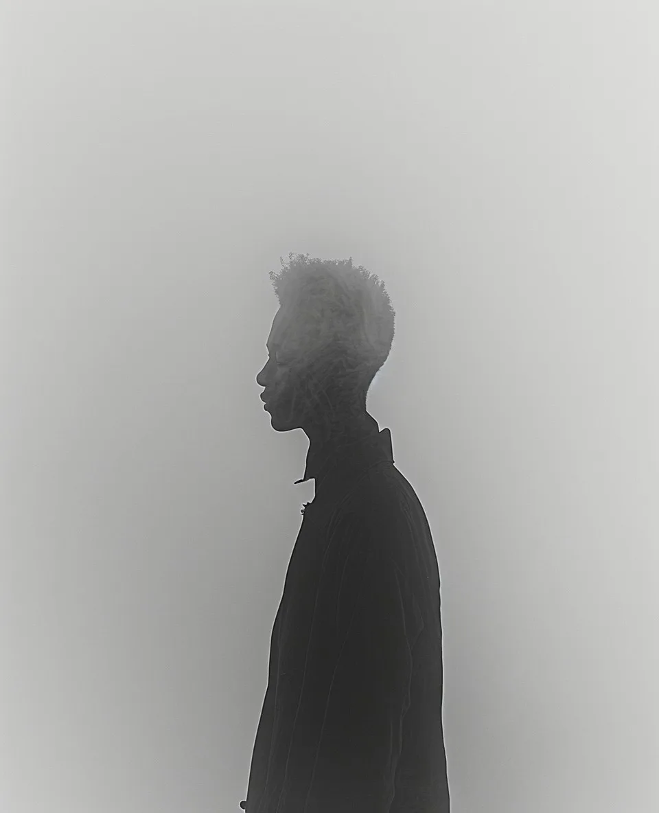 human in front of white background with blank photo stock